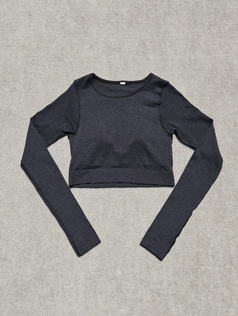 Lululemon Ebb to Street Ribbed Long Sleeve Top Size 4 Cropped Built in Bra